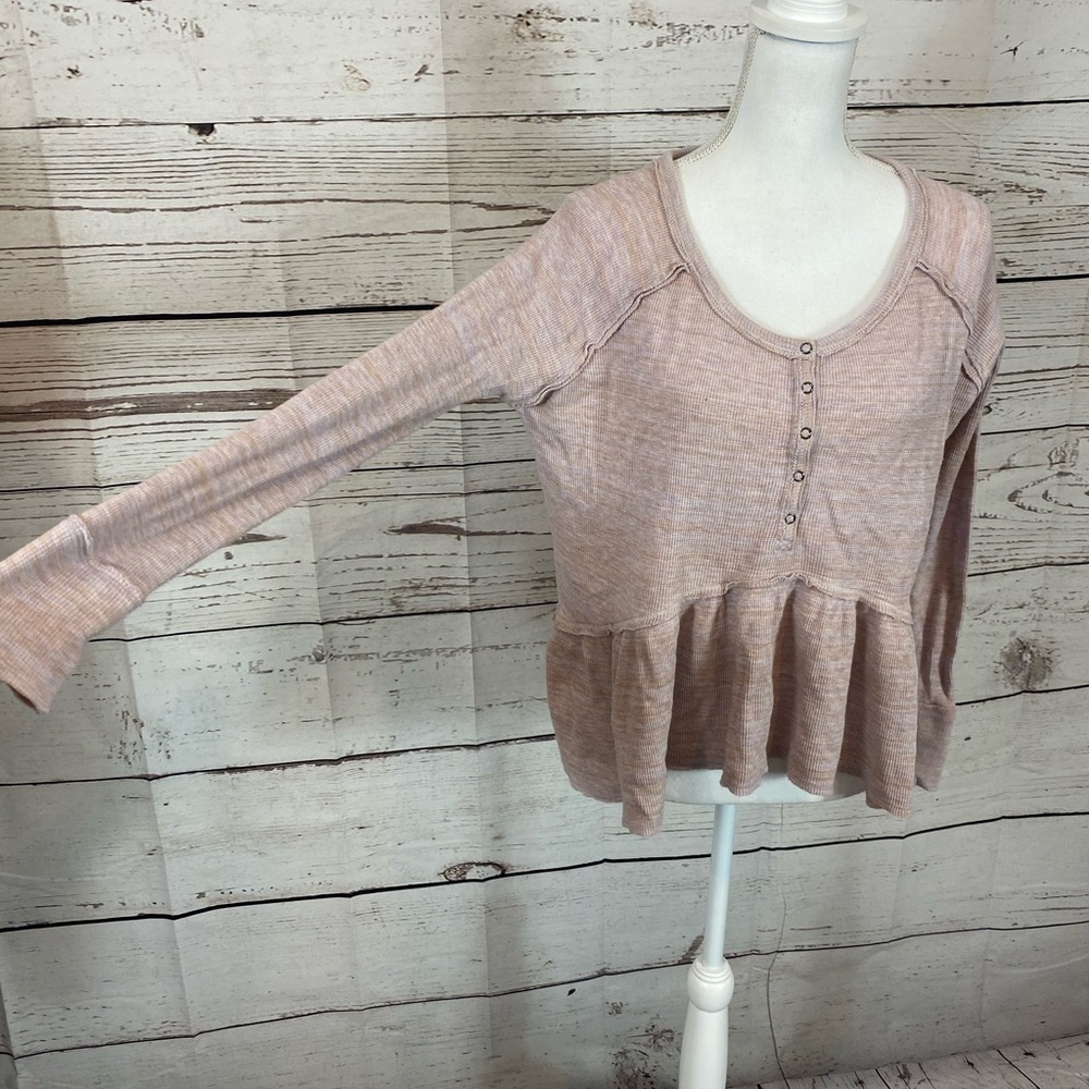 Free People Pink Flowy Long Sleeve Shirt